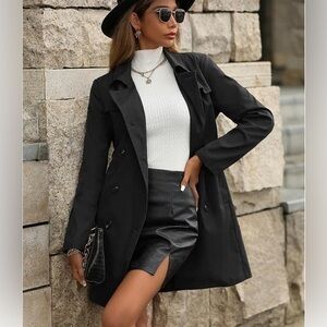 KENNETH BLAKE women’s button up lined black trench coat jacket. EEUC